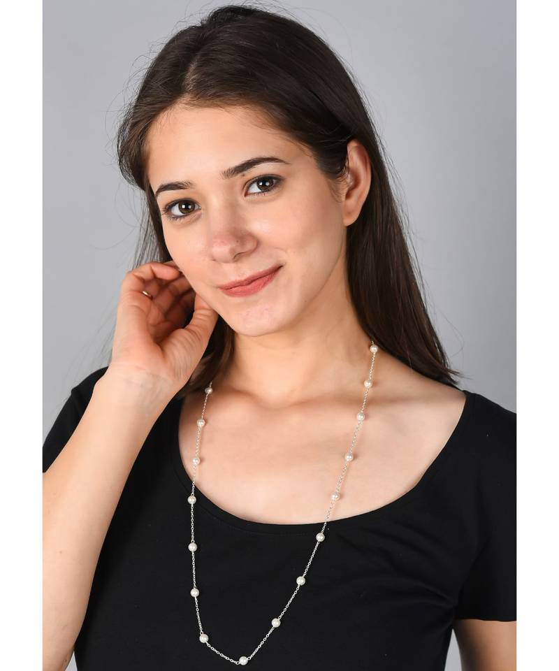 CLASSIC  White Pearl Necklace Mask Chain Eyeglass Chain