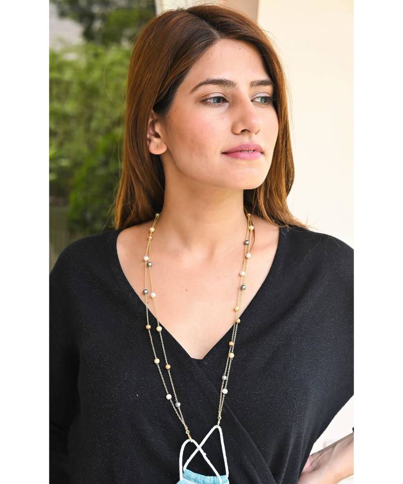 TWICE  6MM Multi  Pearl GOLD  Chain Necklace Mask Chain Eyeglass Chain