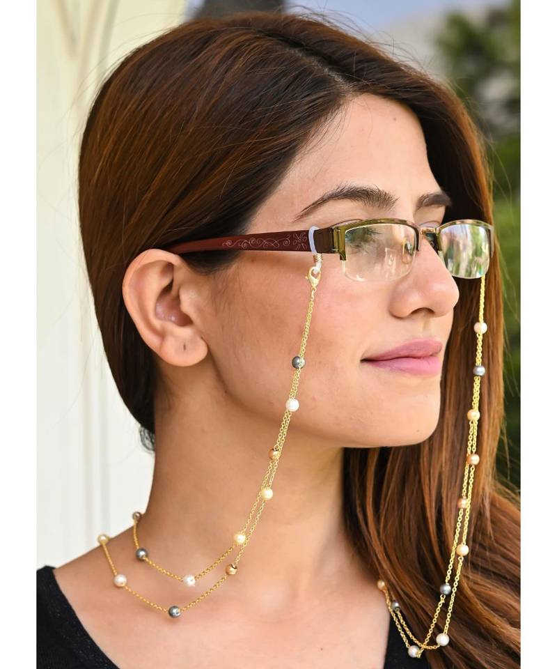 TWICE  6MM Multi  Pearl GOLD  Chain Necklace Mask Chain Eyeglass Chain