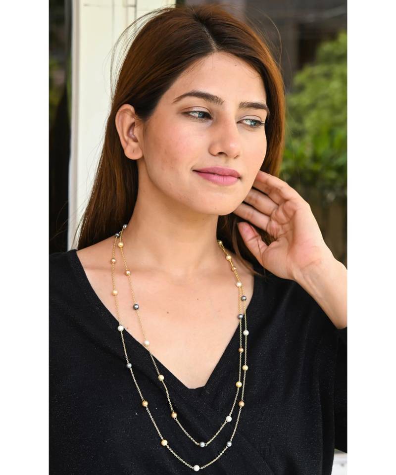 TWICE  6MM Multi  Pearl GOLD  Chain Necklace Mask Chain Eyeglass Chain