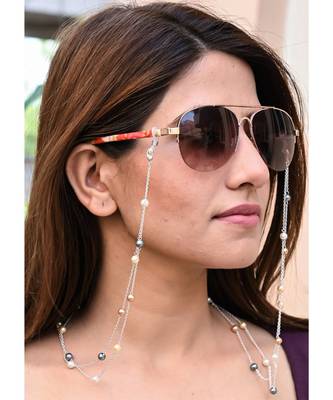 TWICE  6mm Multi  Pearl SILVER Chain Necklace Mask Chain Eyeglass Chain 3