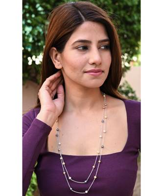 TWICE  6mm Multi  Pearl SILVER Chain Necklace Mask Chain Eyeglass Chain 4