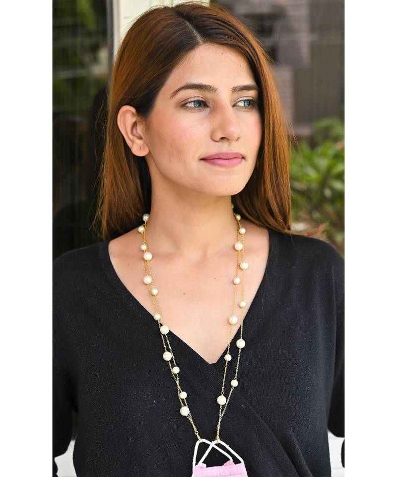 TWICE  Melon White Pearl Golden Chain Necklace Mask Chain Eyeglass Chain