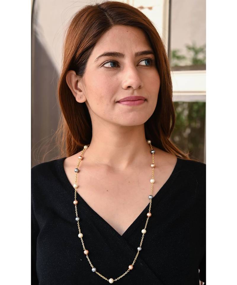 URBAN 8MM  Multi  Pearl Gold Chain Necklace Mask Chain Eyeglass Chain