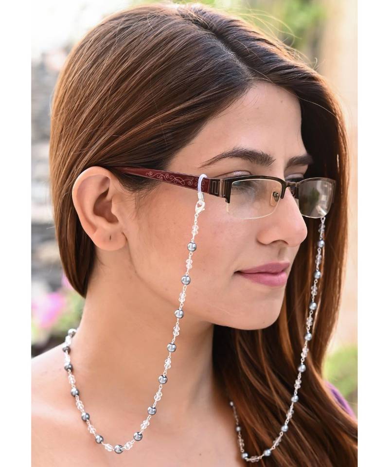 HEERA MOTI Black Pearl Necklace Mask Chain Eyeglass Chain