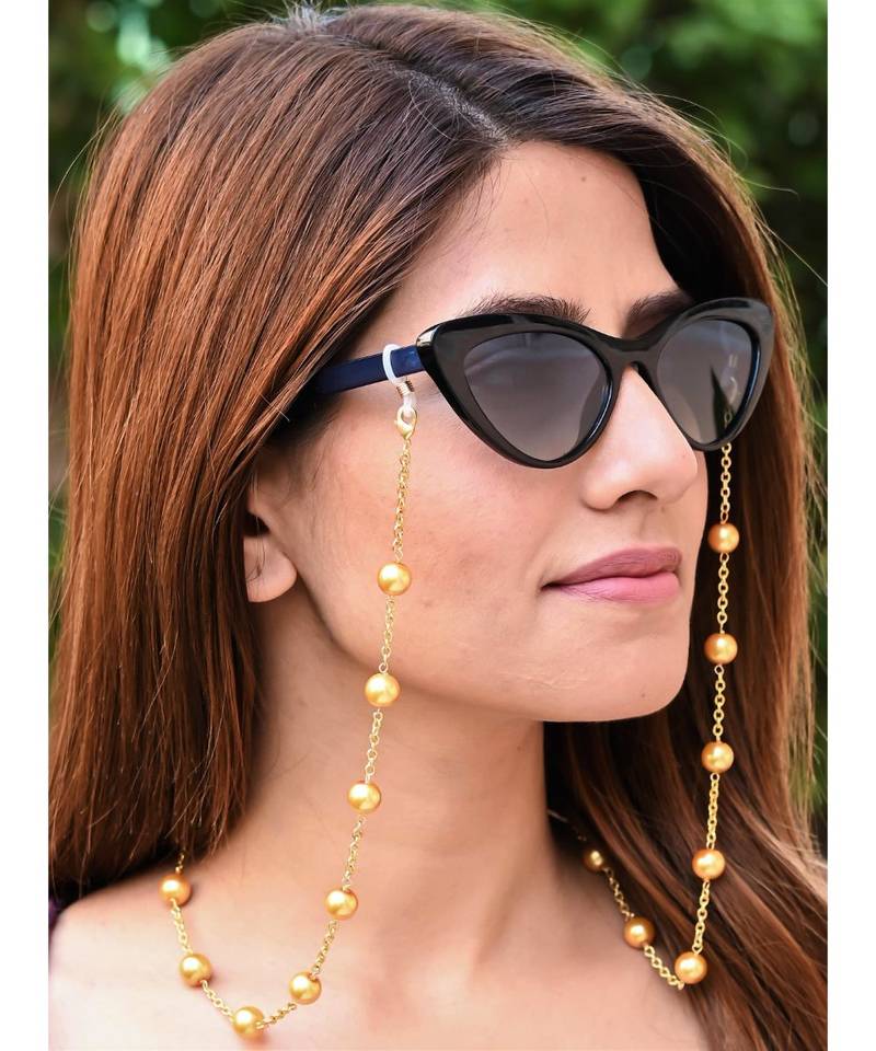 PURE Golden Pearl 10MM Necklace Mask Chain Eyeglass Chain