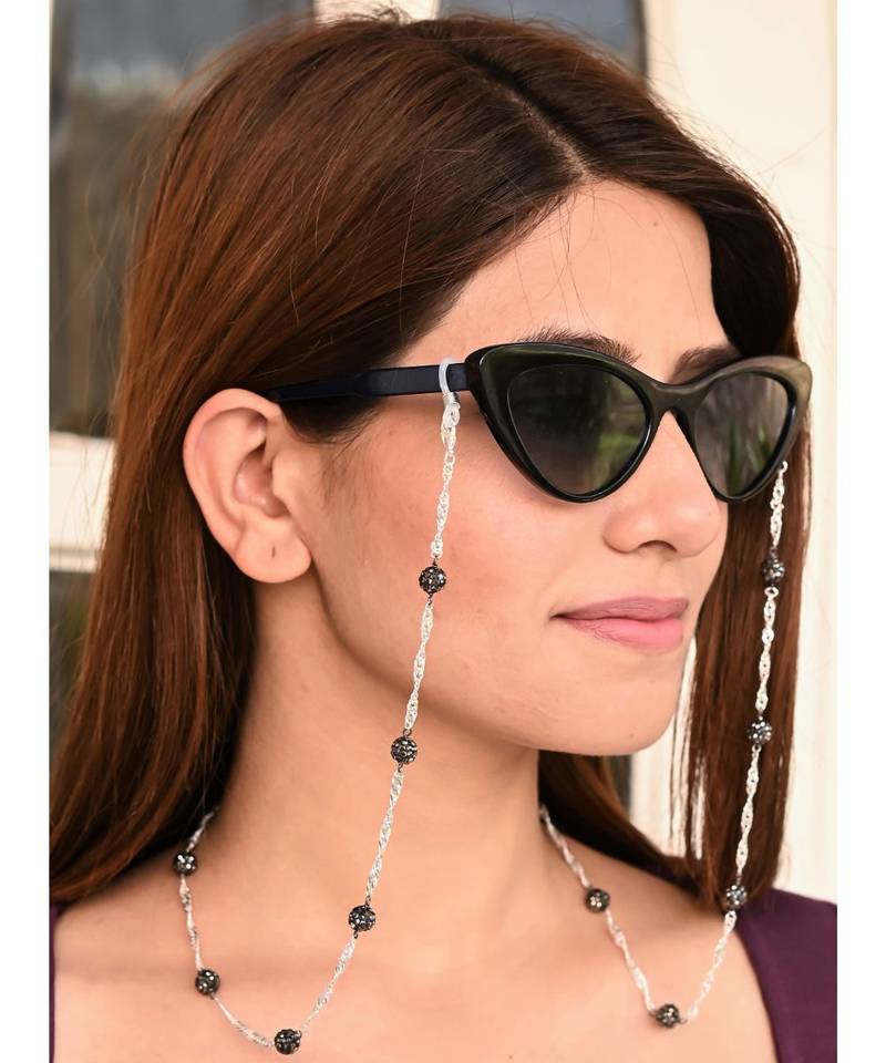 GLIMMER Black Pave  Necklace Mask Chain Eyeglass Chain