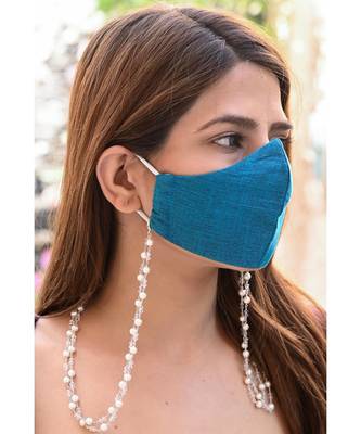 HEERA MOTI 2 Line White Pearl Necklace Mask Chain Eyeglass Chain 1
