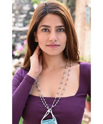 HEERA MOTI 2 Line Black Pearl Necklace Mask Chain Eyeglass Chain 2