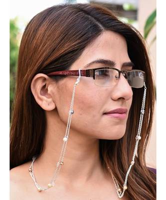 HEERA MOTI 2 Line Multi Pearl Necklace Mask Chain Eyeglass Chain 2