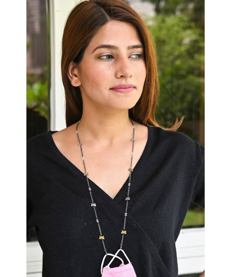 MAGICAL BUTTERFLIES  Black Chain Necklace Mask Chain Eyeglass Chain