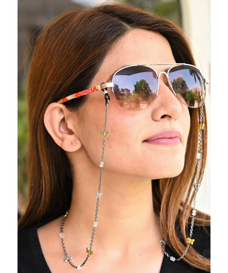 MAGICAL BUTTERFLIES  Black Chain Necklace Mask Chain Eyeglass Chain