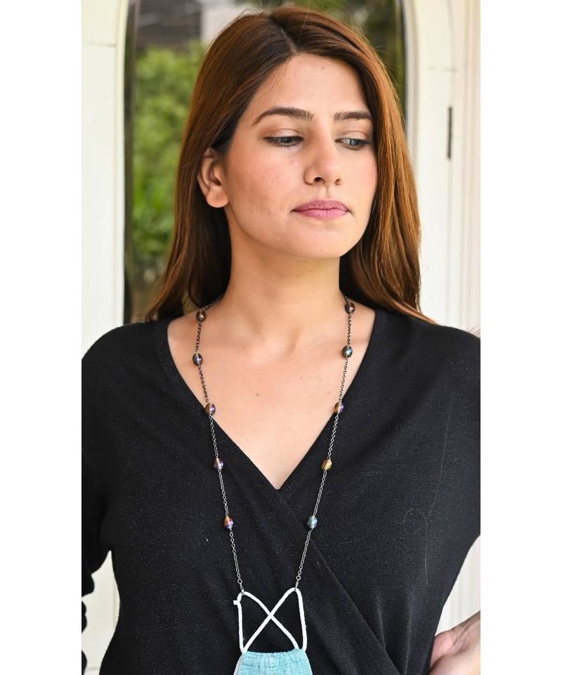 Black Rainbow Lustre Necklace Mask Chain Eyeglass Chain