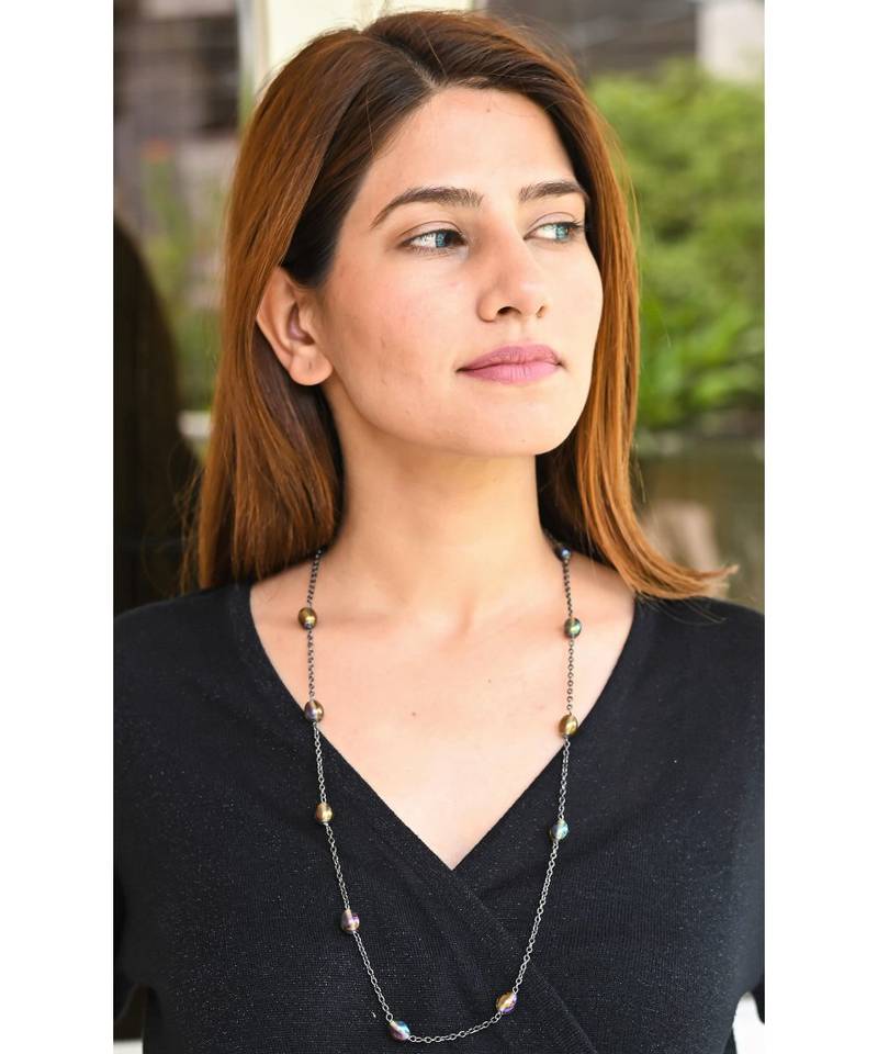 Black Rainbow Lustre Necklace Mask Chain Eyeglass Chain