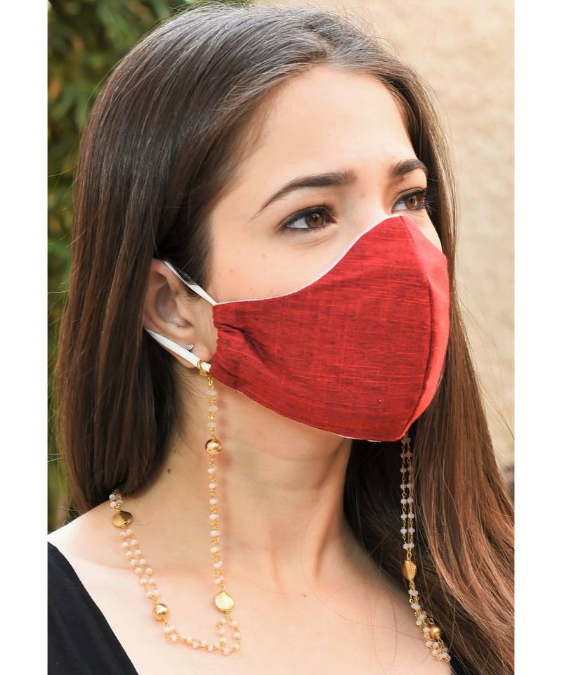 DUO Onyx Glass Beads, Gold Accents Necklace Mask Chain Eyeglass  Chain