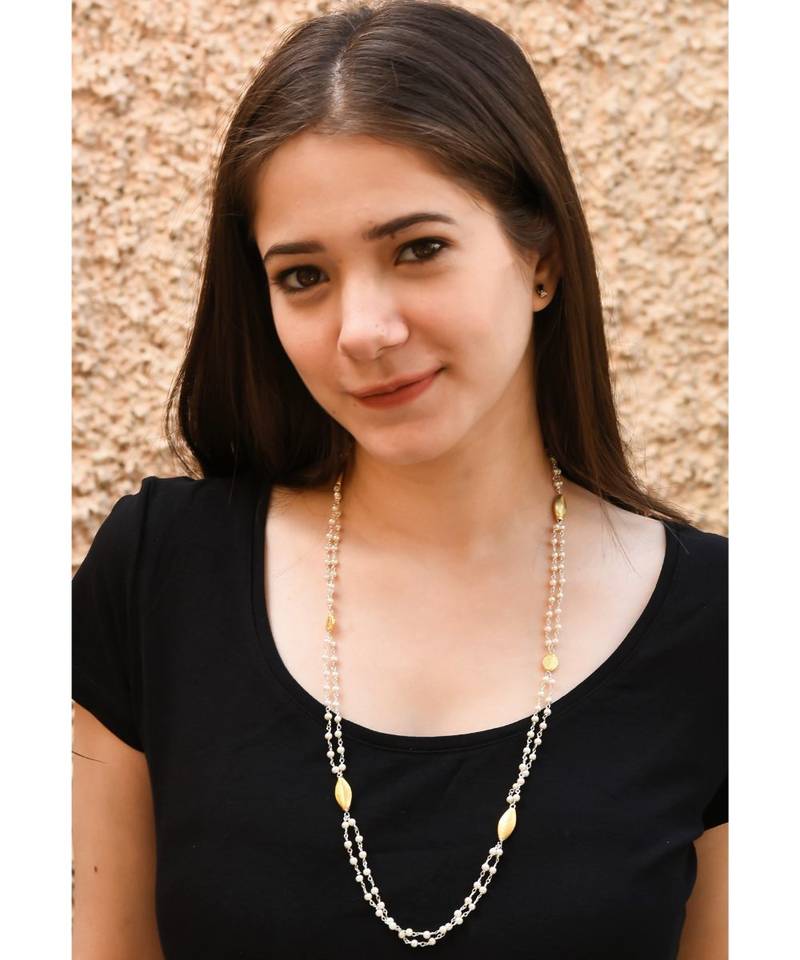 DUO Pearl, Gold Accents Necklace Mask Chain Eyeglass  Chain