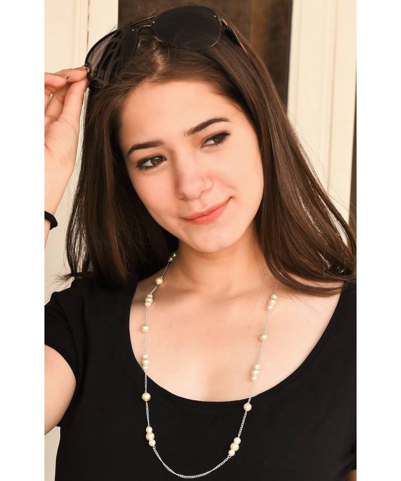 TRIO White pearls Necklace Mask Chain Eyeglass  Chain
