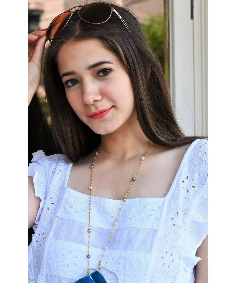 6mm Multi  pearl GOLD Necklace Mask Chain Eyeglass  Chain