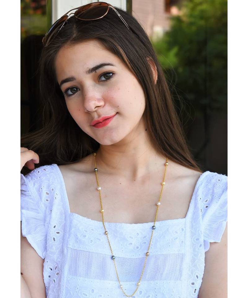 6mm Multi  pearl GOLD Necklace Mask Chain Eyeglass  Chain