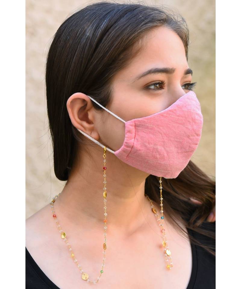 Multi Crystal Beads DISC Necklace Mask Chain Eyeglass  Chain