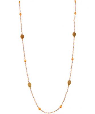 LEAF  pearl Necklace Mask Chain Eyeglass  Chain with Brush Gold Balls 4