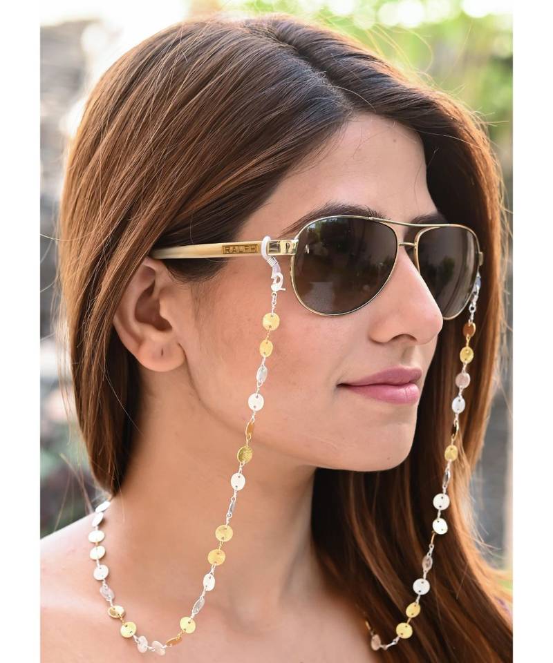SHIMMER  Two Tone DISC Chain  Necklace  Mask Chain Eyeglass Chain