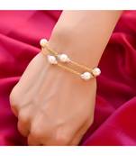 HEERA MOTI 2 line  White Pearl in Golden Chain Bracelet
