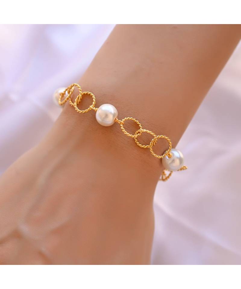 Golden ROPE Pearl  Bracelet