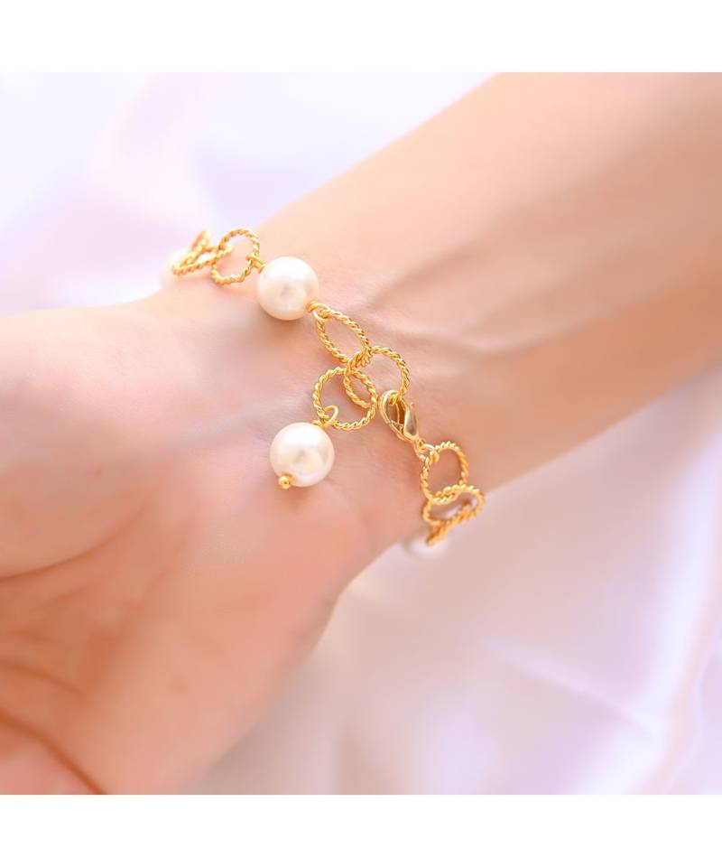 Golden ROPE Pearl  Bracelet
