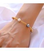 8mm Multi Pearl Duo  Chain Golden Bracelet