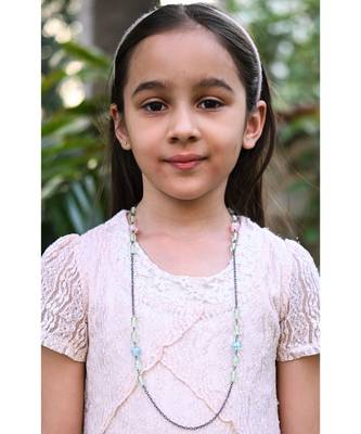 CRACKLE Necklace Mask Chain Eyeglass Chain with Pale Green beads  KIDS 3