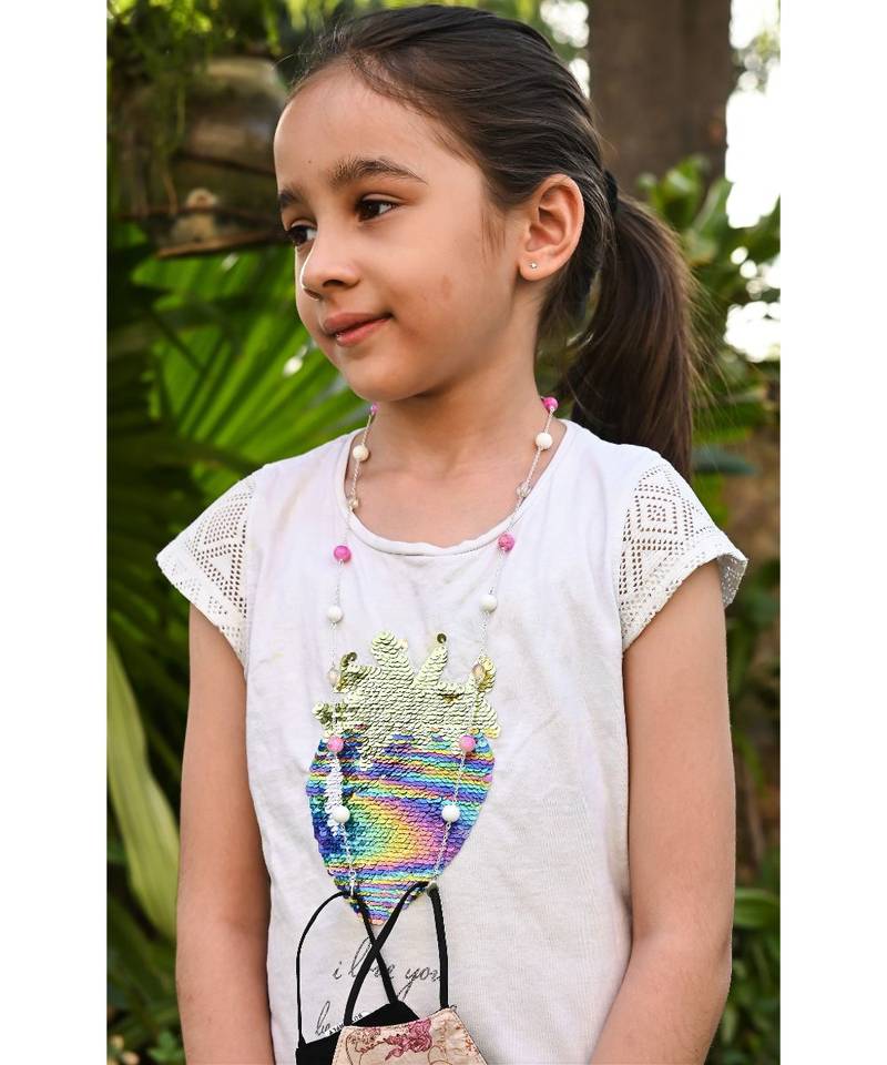 PINKIE , White Beads Necklace Mask Chain Eyeglass Chain  KIDS