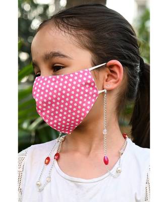 Hot Pink Oval Lustre Beads  Necklace Mask Chain Eyeglass Chain  KIDS 1