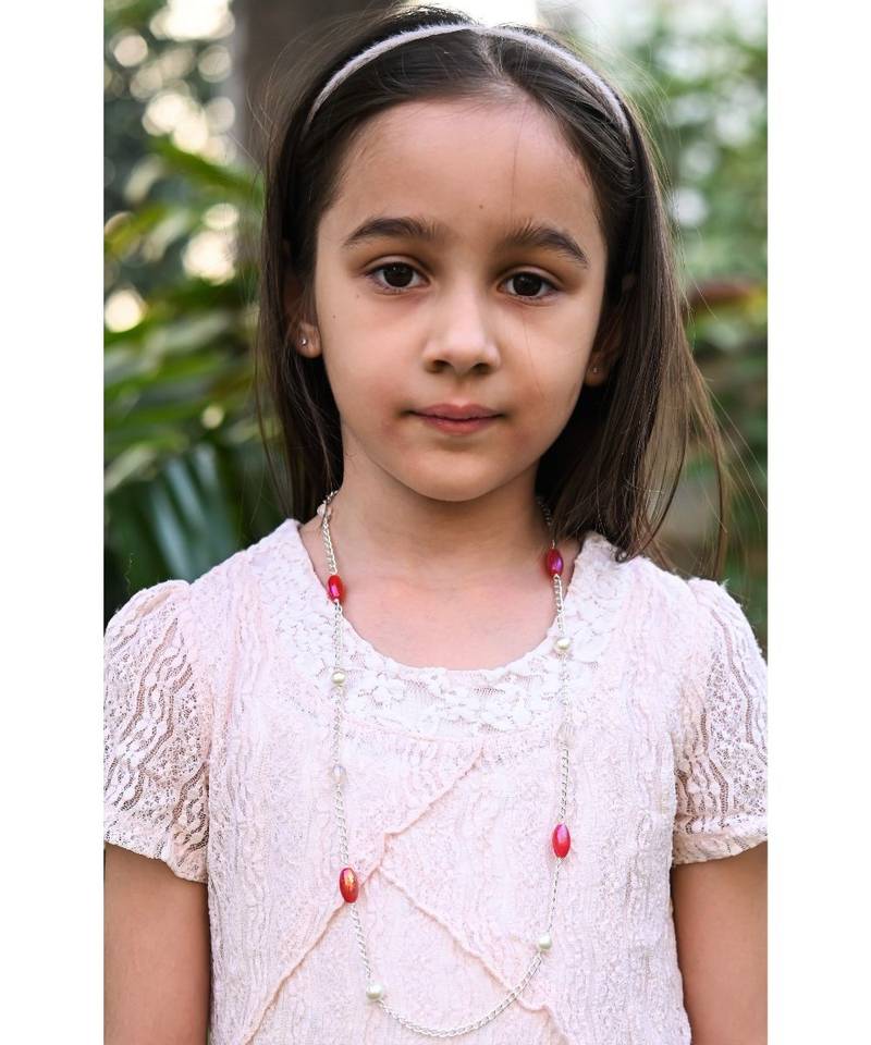 Hot Pink Oval Lustre Beads  Necklace Mask Chain Eyeglass Chain  KIDS