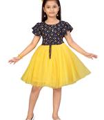 Blue printed blended cotton kids-frocks