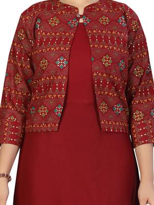 Maroon printed cotton girls-top-bottom 5