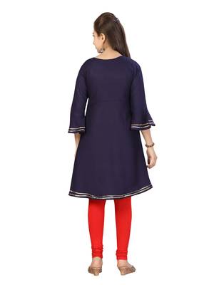 Blue plain cotton girls-top-bottom 4