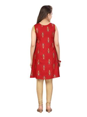 Red printed pure cotton girls-top-bottom 4