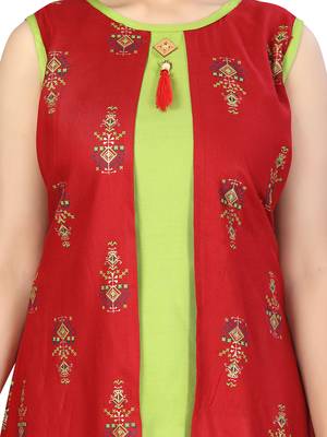 Red printed pure cotton girls-top-bottom 5