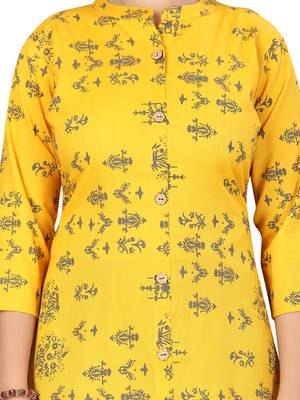 Yellow printed cotton girls-top-bottom 5