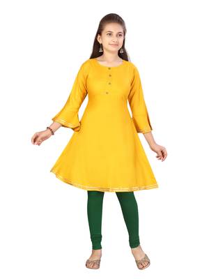 Yellow plain cotton kids-tops 1