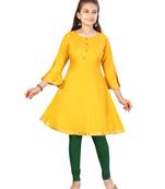 Yellow plain cotton kids-tops