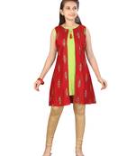 Red printed pure cotton kids-tops