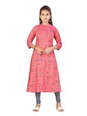 Red printed cotton kids-tops 1