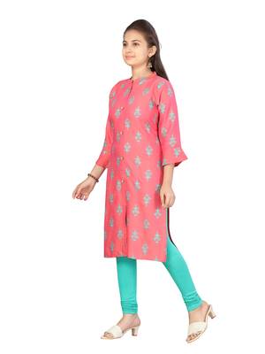 Pink printed cotton kids-tops 3