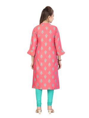 Pink printed cotton kids-tops 4