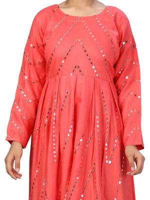 Red plain cotton kids-frocks 5