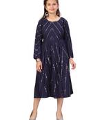 Blue plain cotton kids-frocks