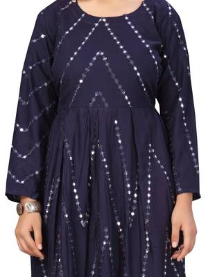 Blue plain cotton kids-frocks 5