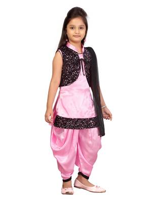 Pink hand woven silk girls-top-bottom 2